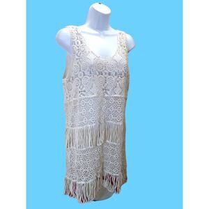 NWT Dor Dor Couture Women's Small Chunky Knit Swimwear Cover-Up Ivory
